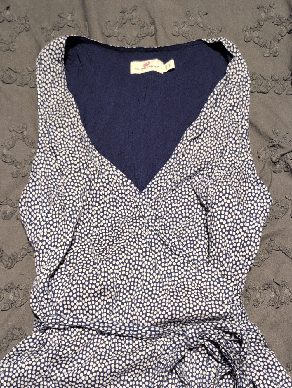 Vineyard Vines Navy and White Polka Dot Midi Dress